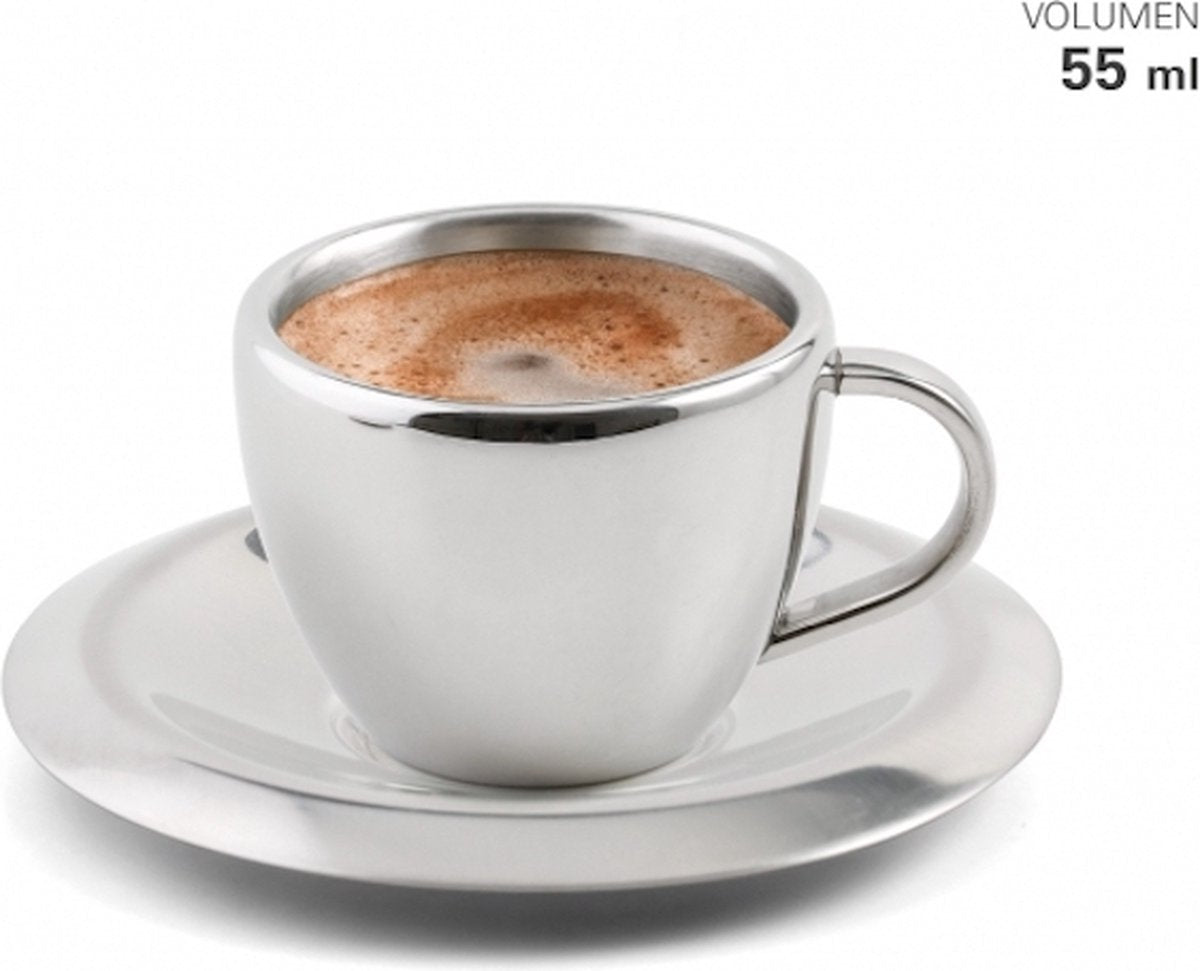 Karl weis - cup and saucer - espresso - stainless steel