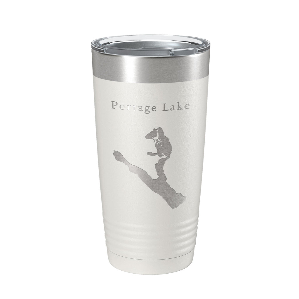Portage Lake Map Tumbler Travel Mug Insulated Laser Engraved Coffee Cup Maine 20 oz