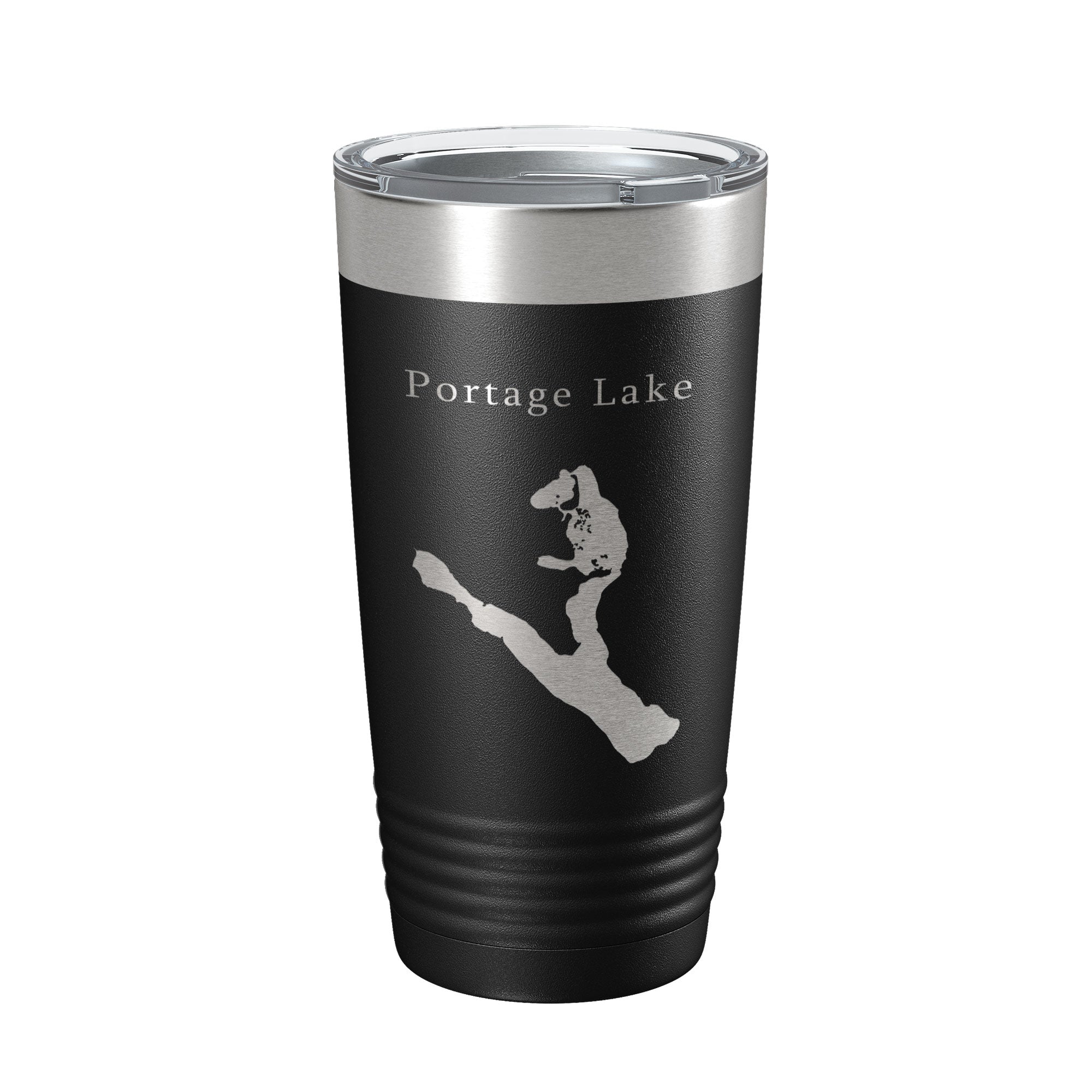 Portage Lake Map Tumbler Travel Mug Insulated Laser Engraved Coffee Cup Maine 20 oz