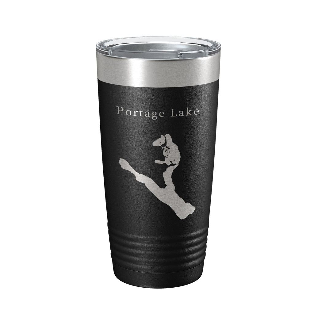 Portage Lake Map Tumbler Travel Mug Insulated Laser Engraved Coffee Cup Maine 20 oz
