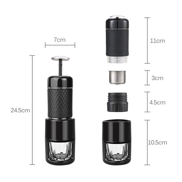 NNEDSZ Coffee Maker Red Dot Award Winner Portable Espresso Cappuccino Quick Cold Brew Manual Coffee Maker Machines All in One - Black