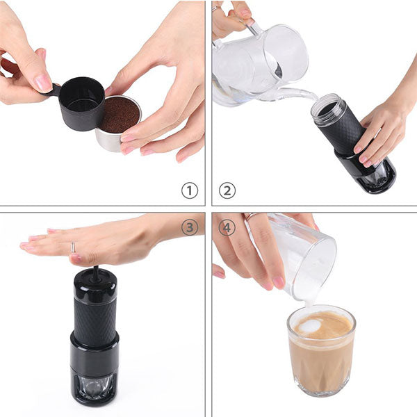 NNEDSZ Coffee Maker Red Dot Award Winner Portable Espresso Cappuccino Quick Cold Brew Manual Coffee Maker Machines All in One - Black