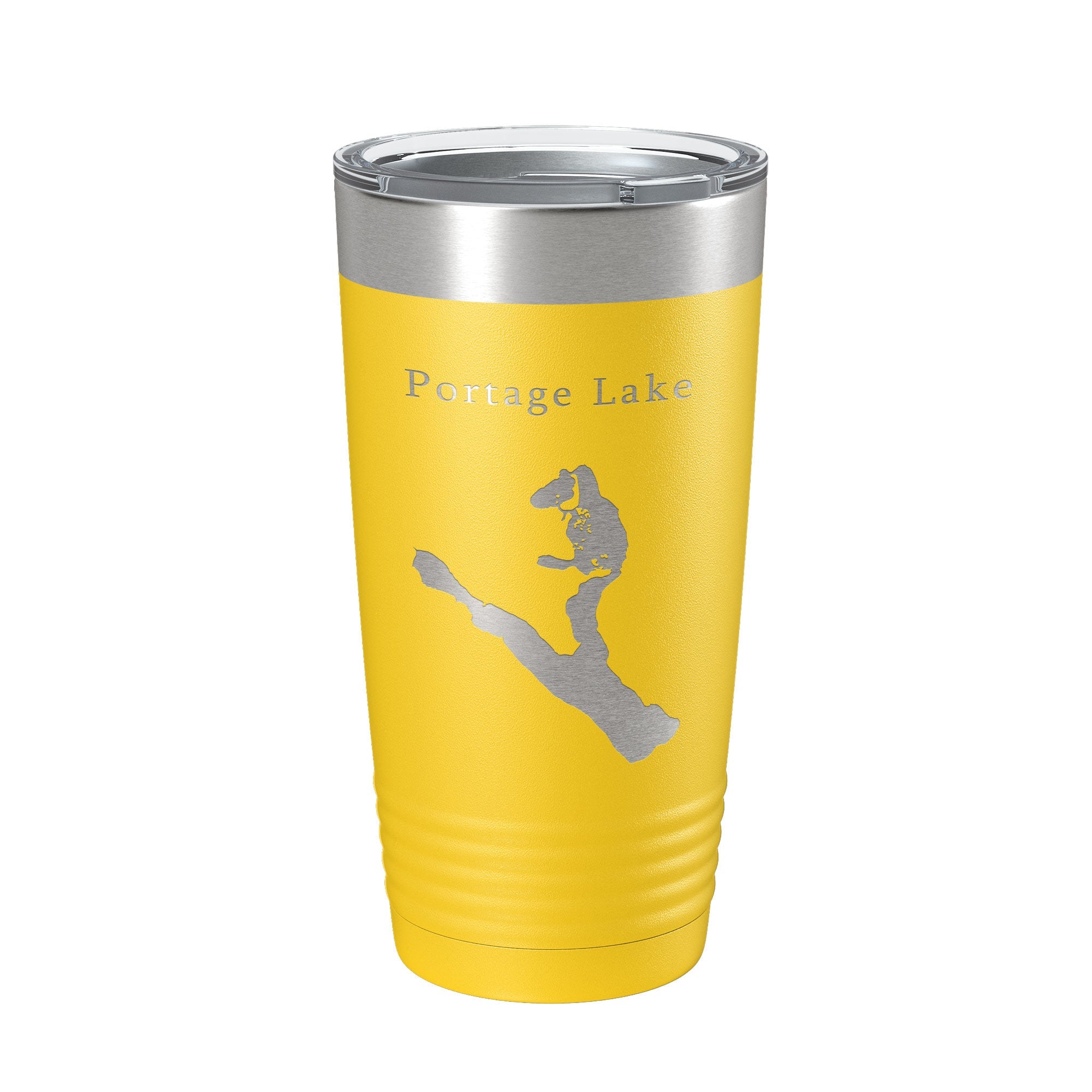 Portage Lake Map Tumbler Travel Mug Insulated Laser Engraved Coffee Cup Maine 20 oz